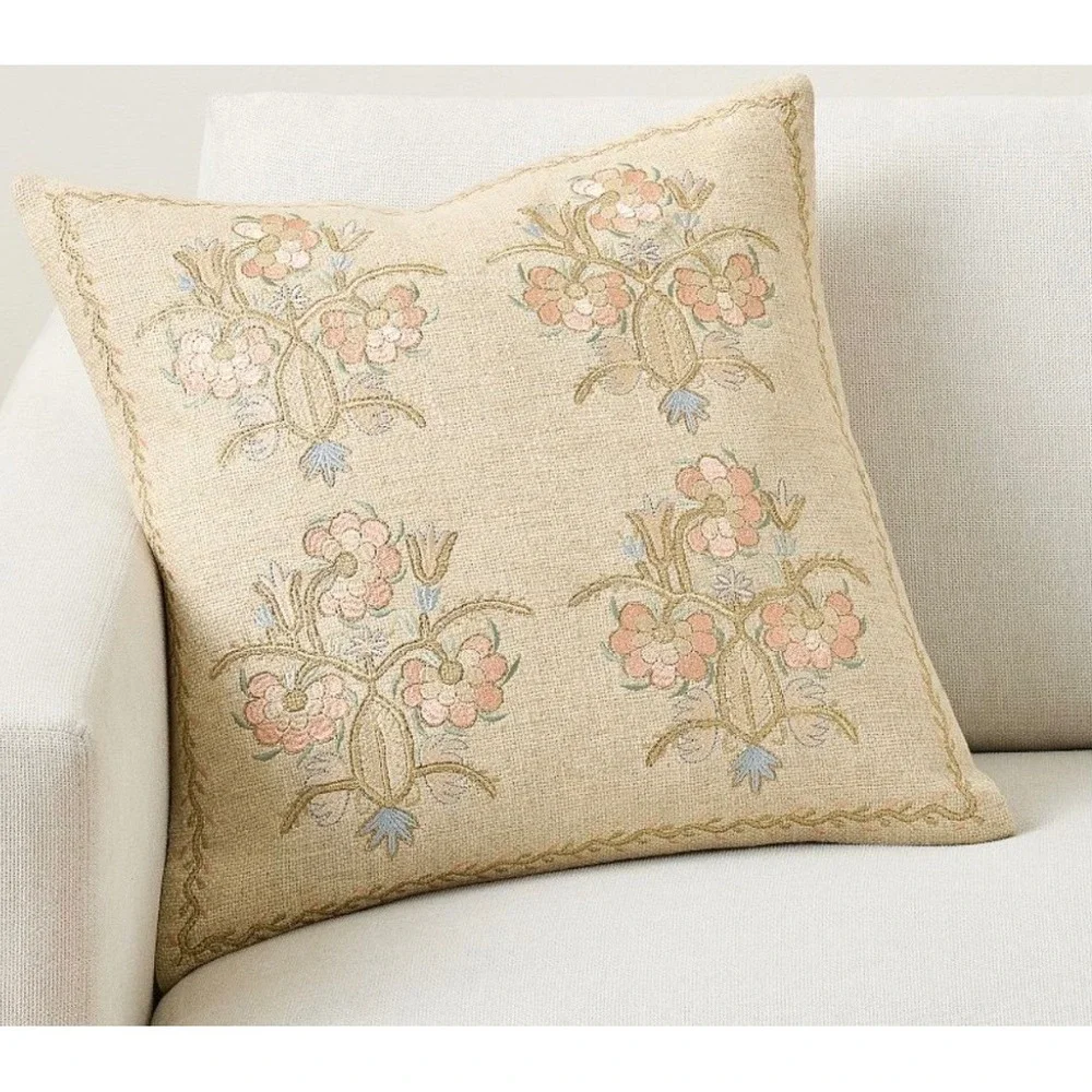 Pottery Barn Saige Embroidered Cotton/Linen 20